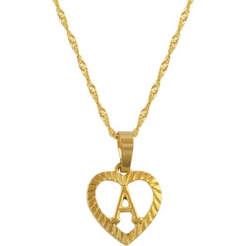Anniyo A-Z Letters Necklaces Gold Color Charm Alphabet Pendant for Women Girls English Initial Jewelry Gifts #114106P
