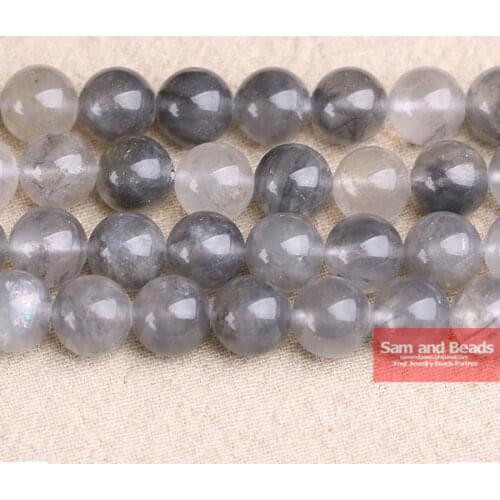 Free Shipping Natural Stone Smooth Smooth Gray Demon Quartz Loose Beads 16" Strand4 6 8 10 12MM Pick Size GQB01
