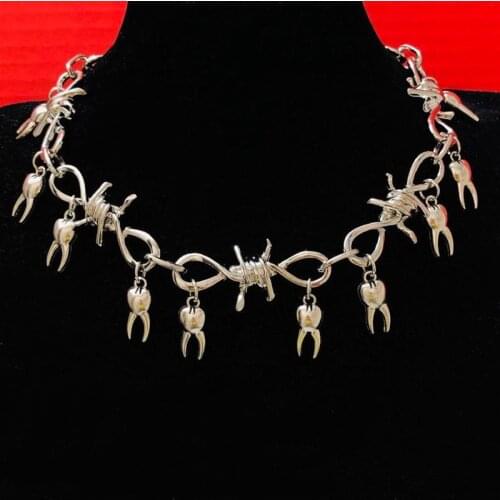 Chunky Tooth Choker, Rotten Teeth Choker, Fairy Barbed Wire Choker, Weird Jewelry, Goth Jewelry, Spike Punk Thorns Choker Gift