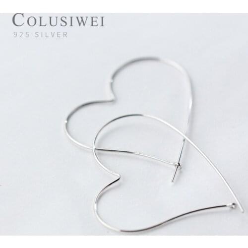 Colusiwei Hot Sale Real 925 Sterling Silver Fashion Classic Big Heart Drop Earrings for Women Sterling Silver Fine Jewelry