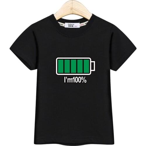 Children short sleeve tops 100% battery energy clothes baby boys cotton o-neck tshirt girl kid new summer tees