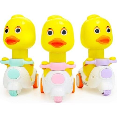 Childrens Inertia Press Toy Car Early Teaching Toy Indoor Children Duckling Motorcycle Inertial Pressure Budding Duck