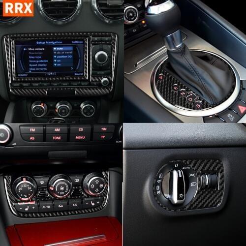 For Audi TT 8n 8J MK123 RS 2008-14 Carbon Center Console Stickers CD Gear Panel Light Switch Air Button Frame Cover Car Styling