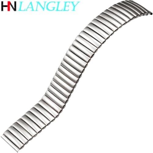 Stainless Steel Stretch Watch Band Strap Elastic Metal Band Matte Style Silver Black Wristband Polished 20mm 22mm