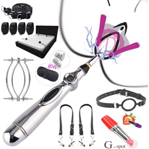Electric Shock Vagina Pen Vibrator Labia Clip Clit Stimulator Bdsm Sex Bondage Restraint Strap Nipple Clamp Mouth Gag SM Sex Toy