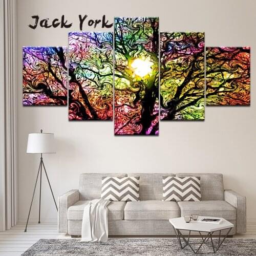 Canvas Painting psychedelic colorful tree trippy art 5 Pieces Wall Art Painting Modular Wallpapers Poster Print Home Decor