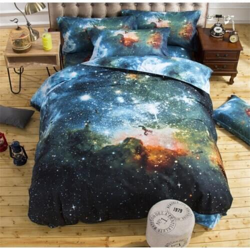 Galaxy Print Bedding Set Nebula Quilt Cover Bedclothes Pillowcase Bed Linen Full Size Fantasy Universe Duvet Cover Set
