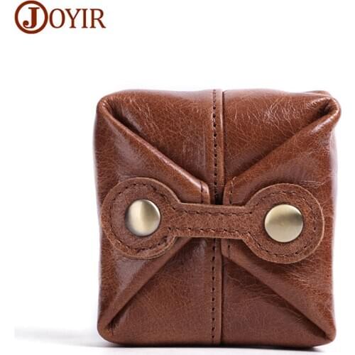 JOYIR Genuine Leather Rfid Wallet Small Coin Pocke Unisex Credit Card Holder Wallet Men Women Card Id Holder Buckle Coin Purse