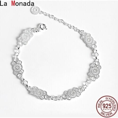 La Monada Lace Elegant Bracelets For Women Silver 925 Sterling Jewelry Fine 925 Sterling Silver Womens Bracelet Female