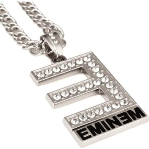 Fashion Men Pendant Unisex Letter Necklace Crystal Inlay Women Sweater Chain Christmas Gift Jewelry