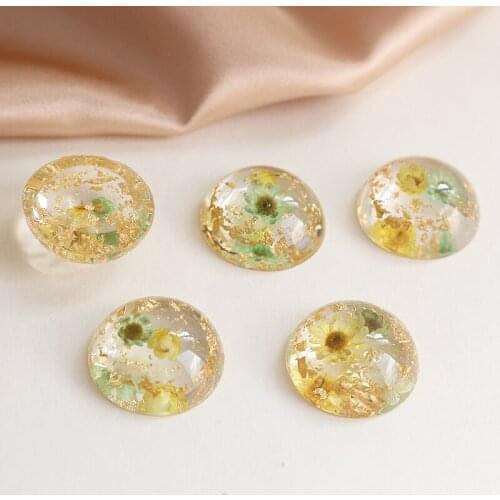 4pcs Fashion Transparent Elegant Earrings For Women round square resin inlaid with gold leaf immortal flower DIY accessories