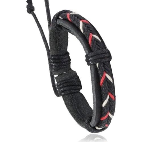 Punk Fashion Black Leather Bracelet Wrap Retro Braided Charm Bangle Ethnic Vintage Casual Wristbands Hiphop Unisex Jewelry Gift