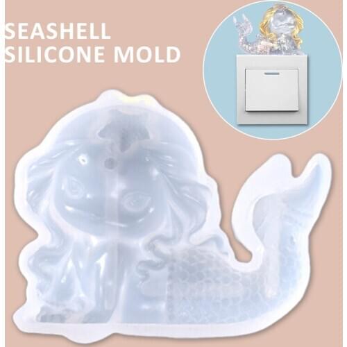 Seashell Mermaid Silicone Mold DIY Handmade Switch Sticker Silicone Mold Kitchen Baking Tool Cake Chocolate Fondant Moulds