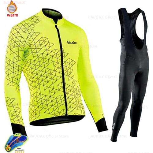 Men Clothes 2021 Winter Jacket Thermal Fleece Cycling Jersey Set MTB Outdoor Triathlon Clothing 19D Gel Cushion Bicycle Clothes