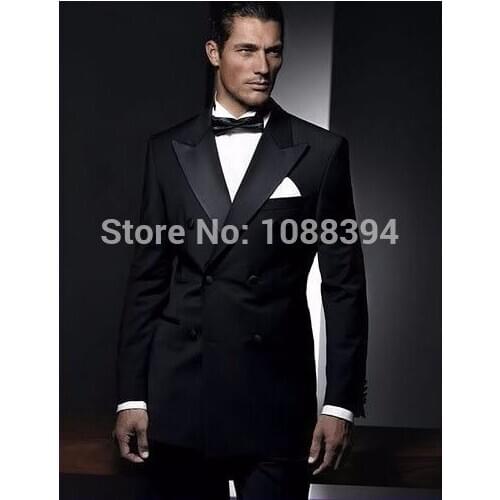 2016 Custom Made Back Peaked Lapel Double Breasted Men Suits Tuxedos Groom Wedding Suits For Men Groomsman Bridegroom Suit