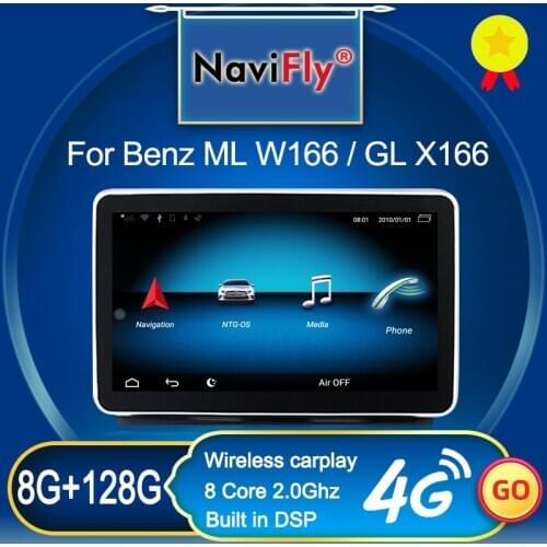 NaviFly 8GB+128GB For Benz ML W166/GL X166 2012-2015 NTG 4.5 Car Multimedia Video Player Navigation GPS Android IPS 9"