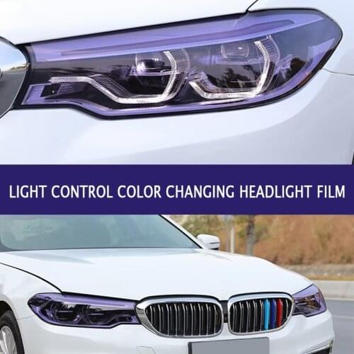 New Arrival Car Styling Blackened Purple TPU Intelligent Light Control Color-Changing Headlight Anti-scratch Protection Film