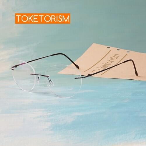 Toketorism Vintage Oval Glasses Titanium Alloy Eyeglasses for Women Optical Frame
