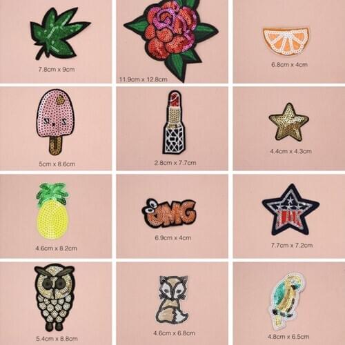 Flower Paillette Sequins Patches Cap Shoe Iron On Embroidered Appliques DIY Apparel Accessories Patch Clothing Fabric Badge BU30