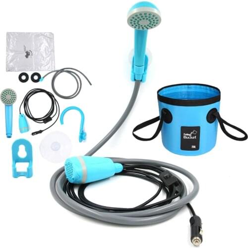Camping Shower 12V Portable Car Washer Electric Outdoor Shower Water Bag For Travel Pet Washing Hiking Flowering Plants Watering