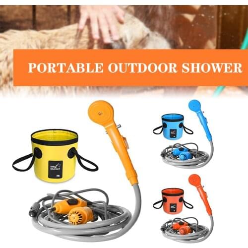 Portable Car Shower High Pressure Water Gun Outdoor Camping Washer Blue Yellow Orange Electric Pump