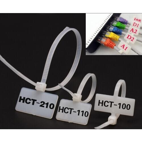 100pc self-locking nylon cable zip ties with tags 21cm Network Cable Wire Tube Pipe Binder Straps Label Wire organizer protector