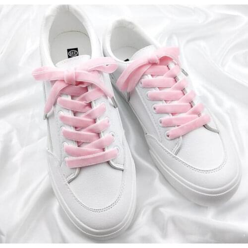 110 cm Length 1.6CM Width Velvet Surface Shoelaces Women Men Black White Colorful Leather Sports Casual Shoes Laces Strings