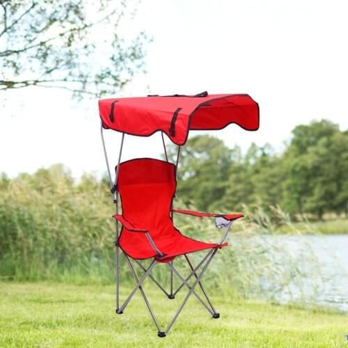 Outdoor Folding Canopy Fishing Chair Reclining Camping Chairs With Footrest Lightweight Portable Relex Comfortable Seat Chair