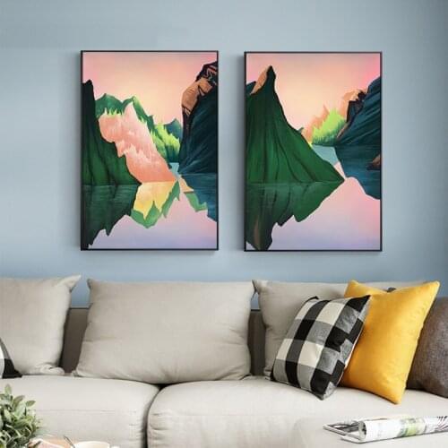 Modern abstract mountain river dusk canvas painting poster print picture home wall art decoration wall stickers can be customize
