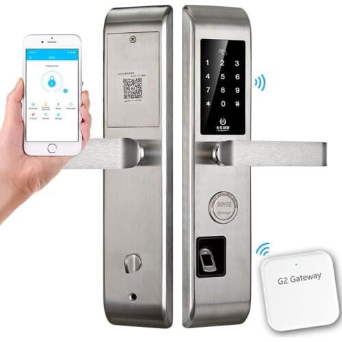 Bluetooth Gateway Fingerprint Password Smart Lock Remote Control App Anti-theft Door Special Electronic Locks 304 Stainless 1058