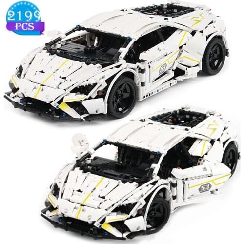 High-tech Creativity Famous Racing Building Blocks White Sports Car Model Brick Childrens Toys for Boyfriend Birthday Gifts