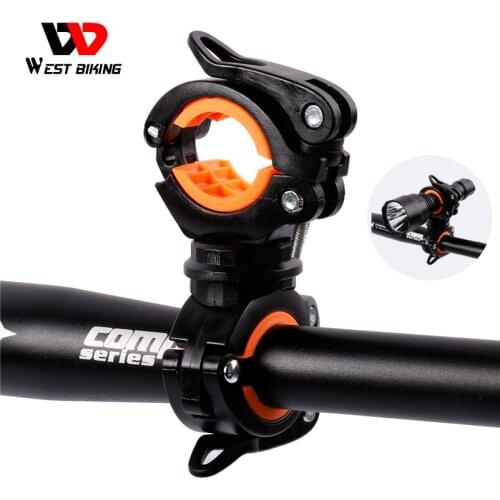 WEST BIKING Bicycle Rotating Holder 360 Degree Flashlight Bracket Stand Pump Handlebar Torch Clamp Clip Front Bike Light Holder
