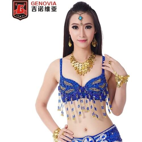 Women Belly Dance Sequin Leaf Floral Performance Costume Belly Dance Bra / Top 34/75c