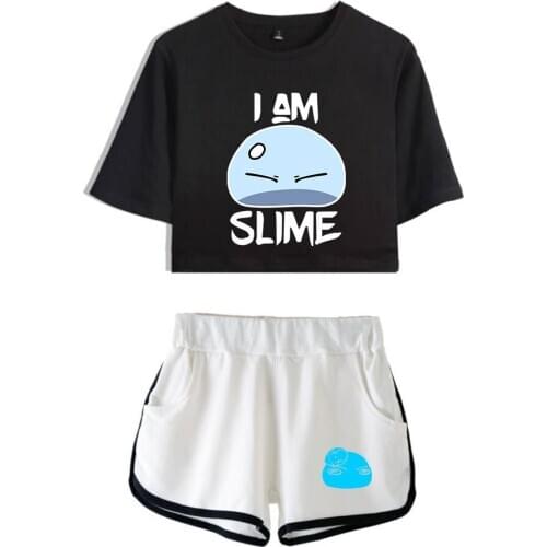 That Time I Got Reincarnated as a Slime Women Two Piece Set Fashion Summer Short Sleeve Crop Top+Shorts Anime Casual Wear