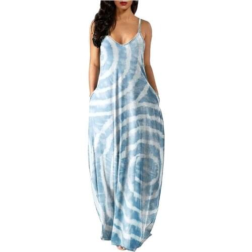 2021 Summer Beach Bohemian Long Dress Ladies Casual Sleeveless Camisole V-neck Paisley Printed Camisole Printed Long Dress New