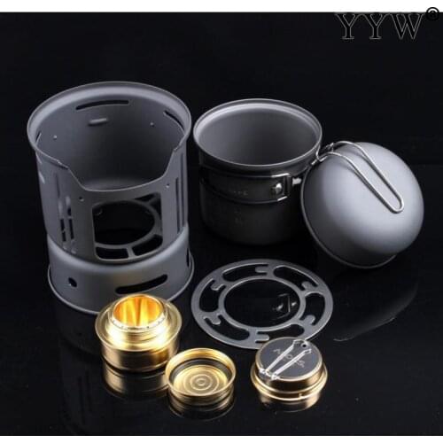 1 Set Camping Cookware Kit Travelling Hiking Picnic Equipment Stove Portable Aluminum Cooking Cook Boiler Pan Pot Family Outdoor