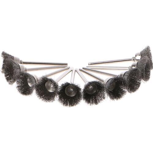 10pcs Cup Shape Steel Wire Wheel Brushes for Dremel Electric Tool Rust Cleaning Rotary Tool for The Engraver Abrasive Materials