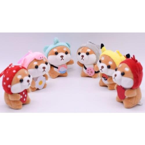 12Pcs/Lot 10CM Akita Shiba Inu Corgi Random Combination Mini Cute Soft Plush Keychain for Bag Key Pendant