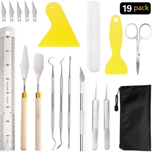 19 Pieces Craft Vinyl Weeding Tools Set Basic Vinyl Tool Kit for Weeding Vinyl Silhouettes Cameos Lettering