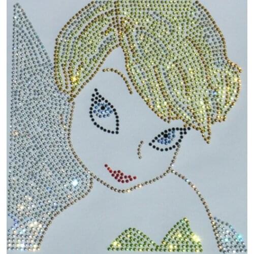 2pc/lo Beauty girl iron on rhinestone TRANSFER for t-shirt iron on design rhinestone applique patch hot fix motif dress bag