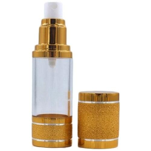 20pcs/lot Plastic Transparent Vacuum Bottle 30ml Gold Cover Empty Spray Packing Bottle