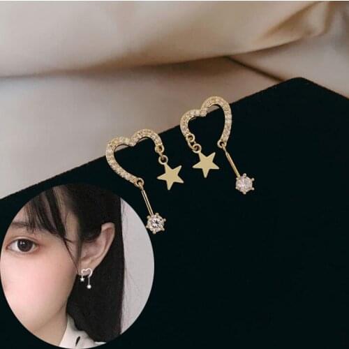 2021 New Arrival Crystal Trendy Women Heart Stud Earrings Simple Fashion Elegant Star Earring Female Rhinestone Jewelry
