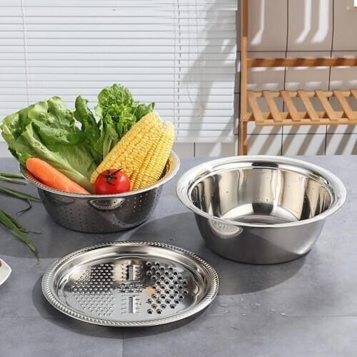 3 in 1 Multifunctional Basins Julienne Peeler Camping Kitchen Drain Baskets Drain Bowl Rice Washing Sink Strainer