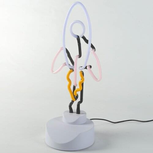 3D LED Free Standing Rocket Neon Sign Advertising Illuminated Neon Lamp for Bar Home Decoration