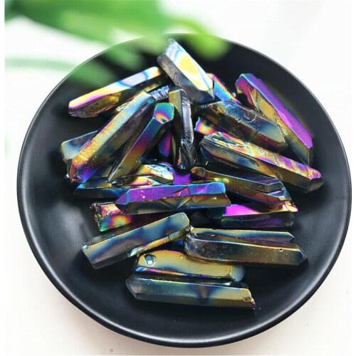 50g Rainbow Titanium Aura Lemurian Seed Quartz Crystal Stones Point Specimen Stones and Minerals