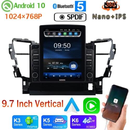 9.7" Vertical Style Car Media GPS CarPlay Android 10 360 Camera Radio Head Unit For Toyota Alphard H30 2015-2020 SPDIF PX6 4+64G