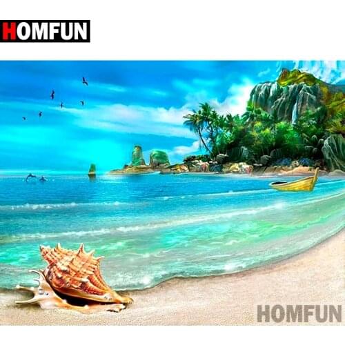 HOMFUN Full Diamond Embroidery Diy 5D Diamond Painting Cross Stitch "Sea scenery" Full Drill Home Room Decor A27234