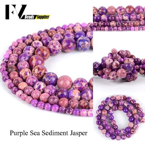Natural Purple Sea Sediment Imperial Jaspers Round Beads for Jewelry Making 4mm-10mm Gem Stone Spacer Beads Diy Jewellery 15inch