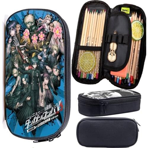Danganronpa Pen Case Kirigiri Kyouko Stationery Bag Monokuma Large Capacity Student Pen Bag Pencil Case Cosmetic Bag Storage Bag