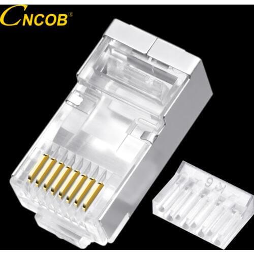 CNCOB Cat6 FTP rj45 Two-Piece Ethernet Network Cable Connector Gigabit Network Modular Plug Nickel Plated Copper Housing 8P8C